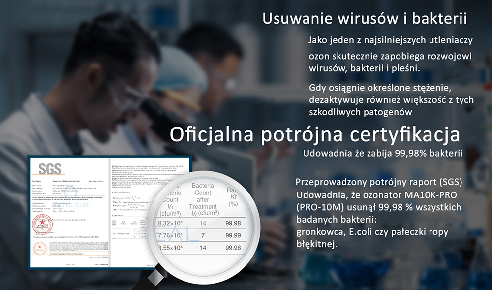 profesjonalny ozonator skuteczność